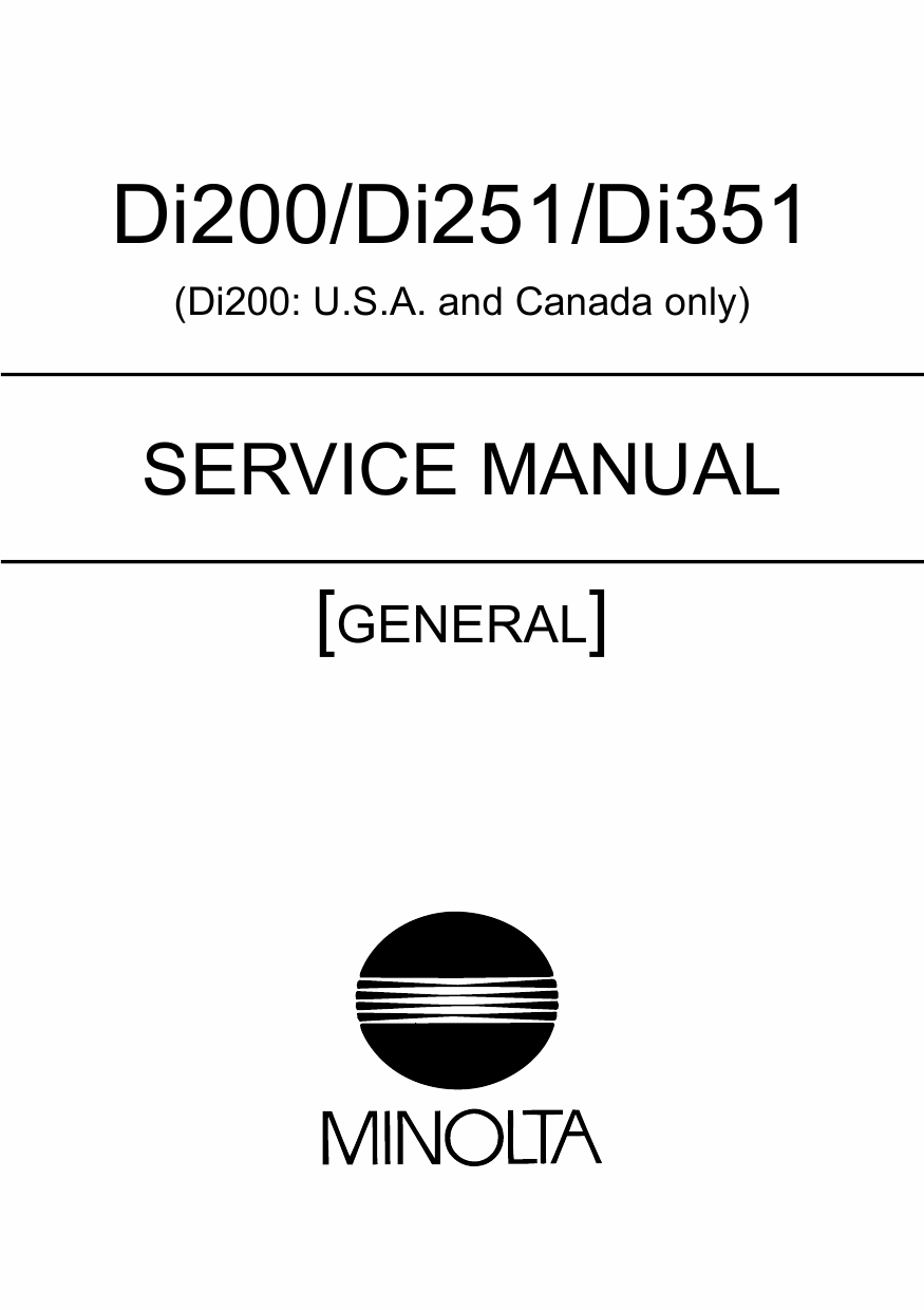 Konica-Minolta MINOLTA Di200 Di251 Di351 GENERAL Service Manual-1